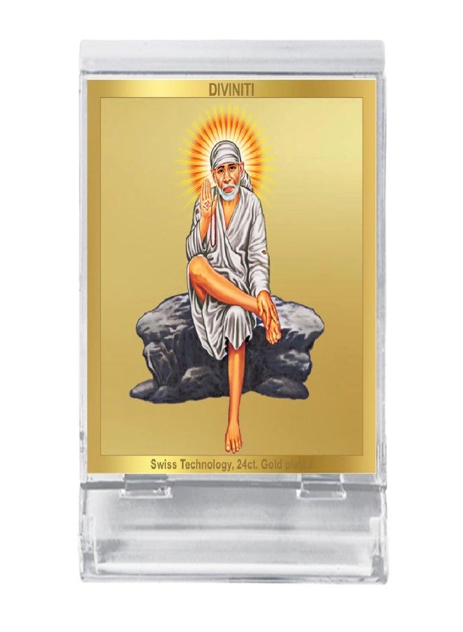 DIVINITI 24K Gold Plated Foil Sai Baba Photo Frame for Car Dashboard, Car Idol, Table Decor|ACF 3A Acrylic Frame with |Religious Frame for Pooja, Prayer and Gift (5.8X4.8 CM) - Image 5